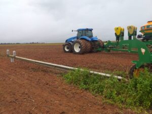 Acidente com colheitadeira e rede elétrica