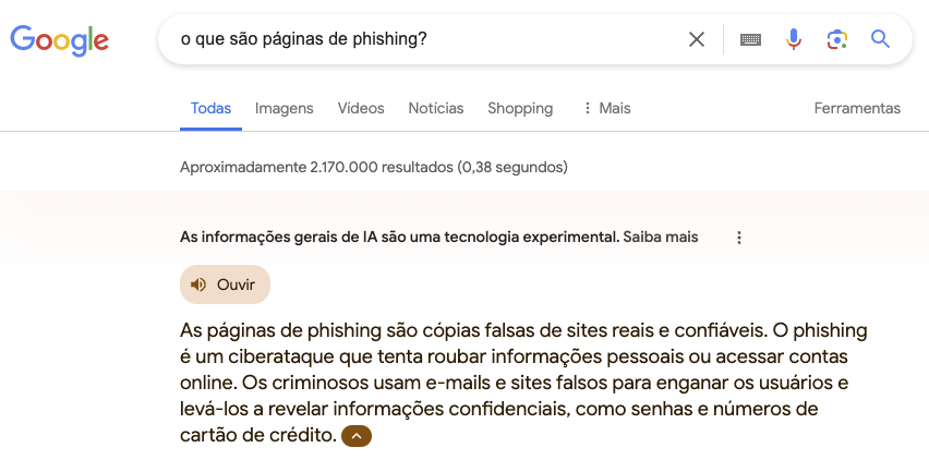 Print da busca feita no Google