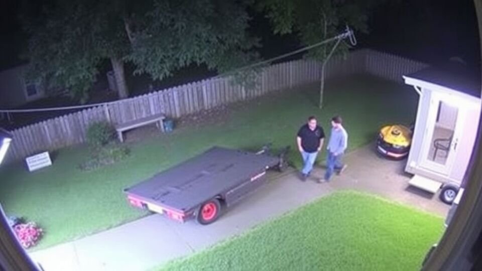 Imagem de dois homens em um quintal criada com inteligência artificial