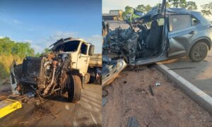 Acidente BR-364 carro e carreta