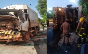 Acidente caminhão de lixo VG