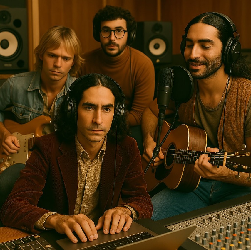 Imagem gerada com inteligência artificial dos integrantes da IA band The Velvet Sundown